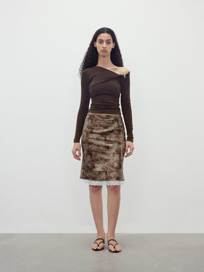 AFTADAWN 3d Sequin Leopard Lace Splice High Waist Women&