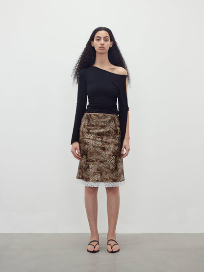 AFTADAWN 3d Sequin Leopard Lace Splice High Waist Women&