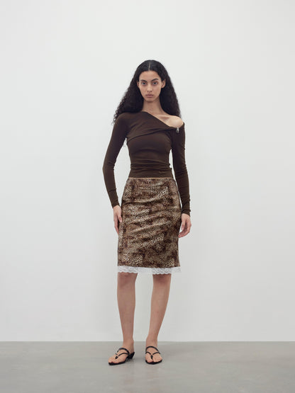 AFTADAWN 3d Sequin Leopard Lace Splice High Waist Women&