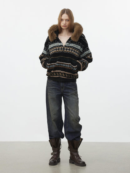 AFTADAWN 96% Cotton Stretch Distressed Wash Straight Natural Waist Zipper Fly Jeans