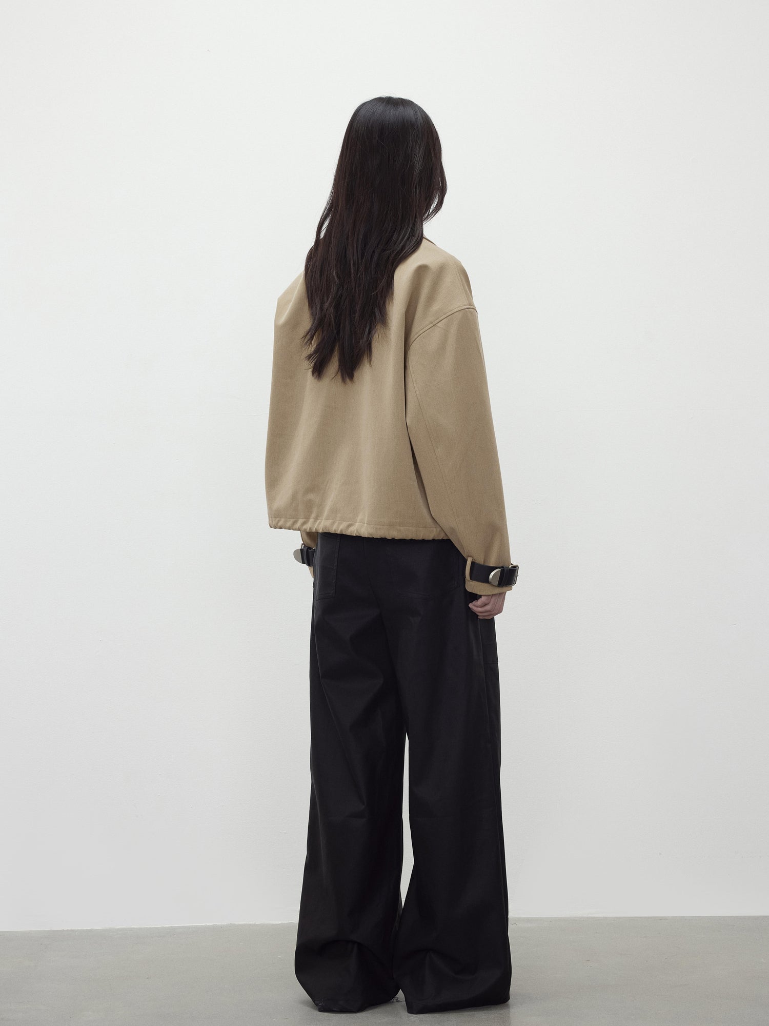 AFTADAWN A Line Utility Short Trench Coat With Detachable Belted Cuffs