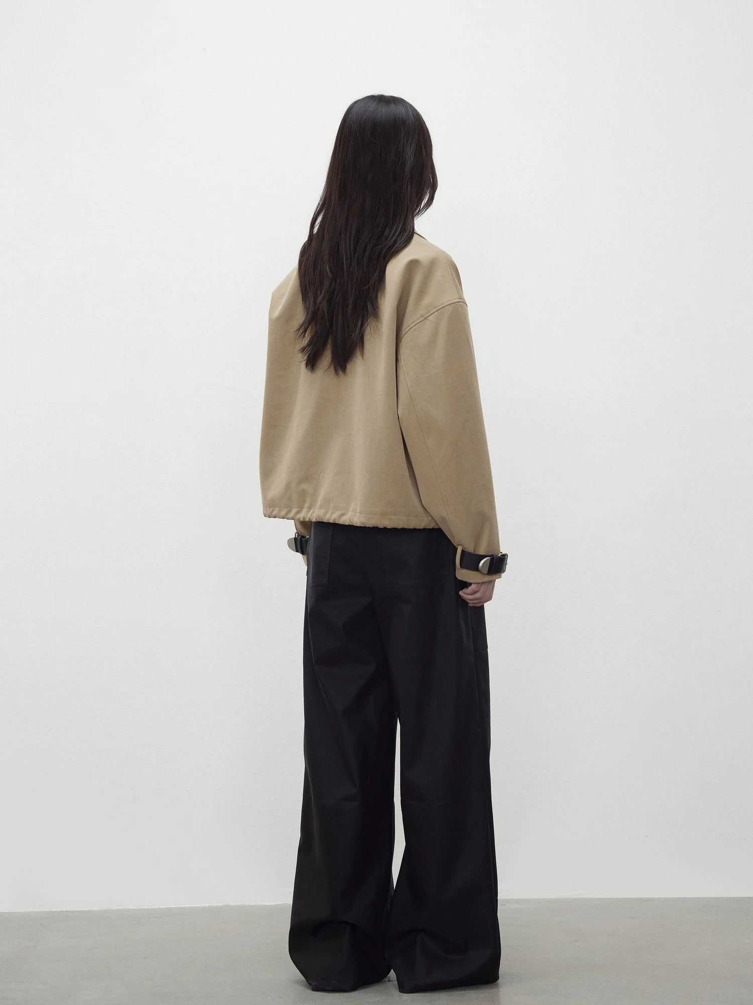 A Line Utility Short Trench Coat With Detachable Belted Cuffs