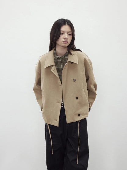 A Line Utility Short Trench Coat With Detachable Belted Cuffs