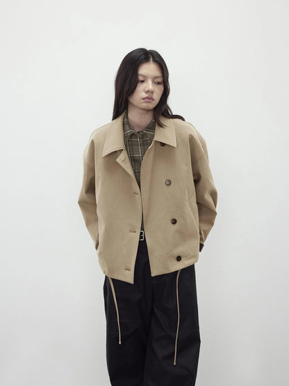 A Line Utility Short Trench Coat With Detachable Belted Cuffs