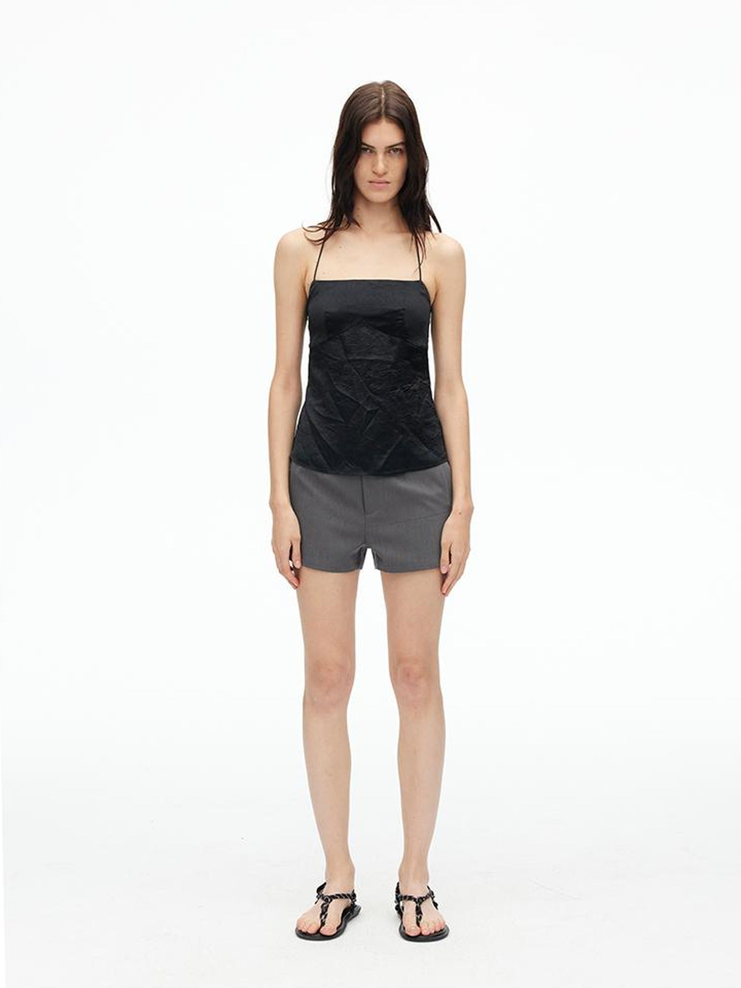 AFTADAWN Acetate Textured Halter Neck Vacation Top