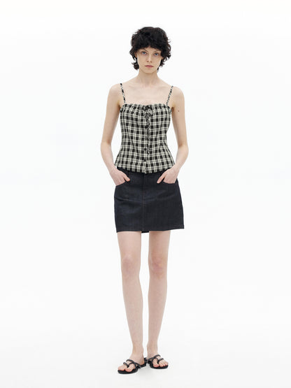 AFTADAWN Adjustable Drawstring Smocked Waist A Line Camisole Top
