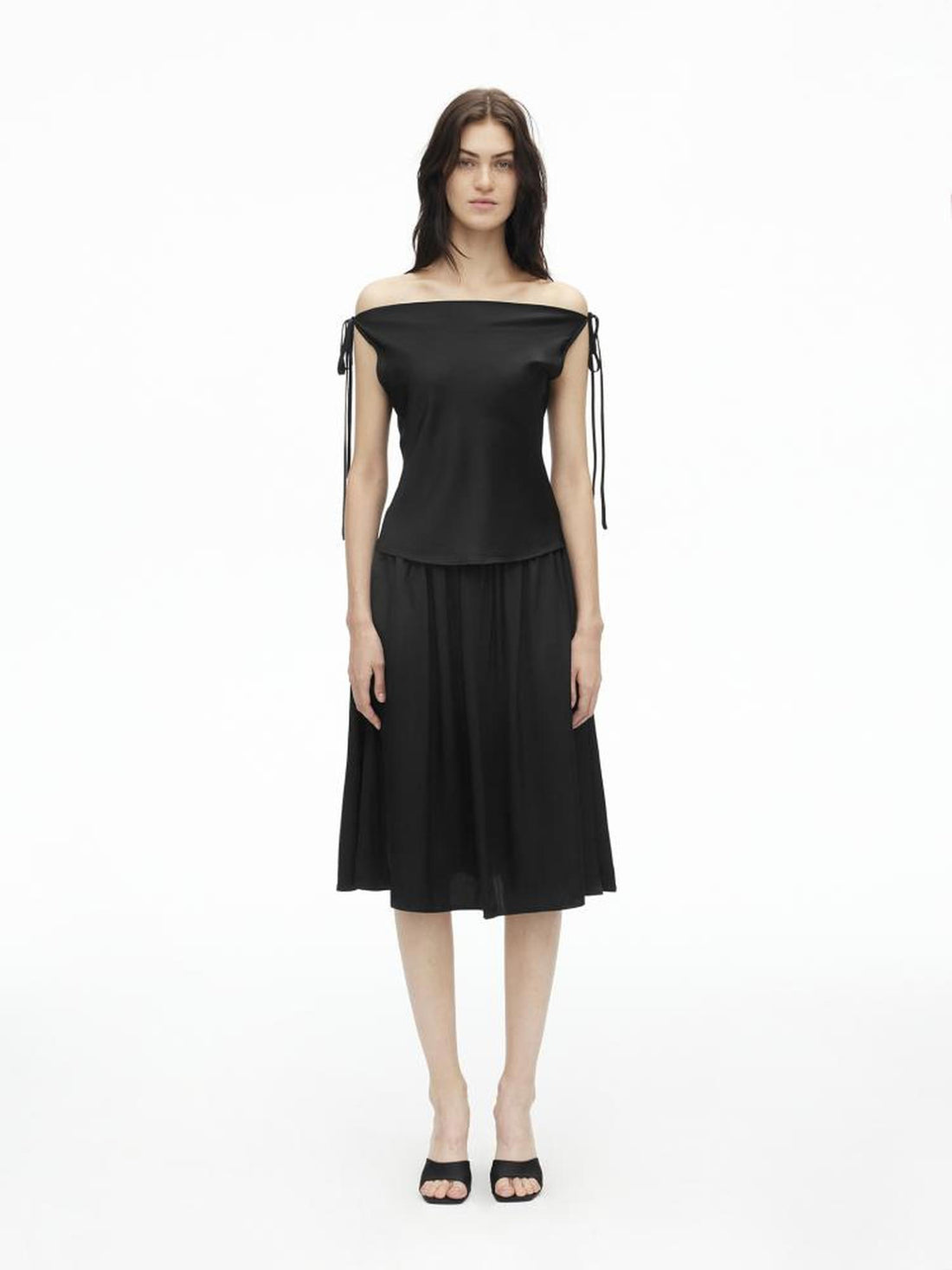 AFTADAWN Adjustable Off Shoulder Top Flowy Midi Skirt Set