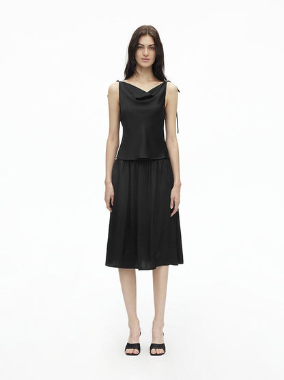 AFTADAWN Adjustable Off Shoulder Top Flowy Midi Skirt Set