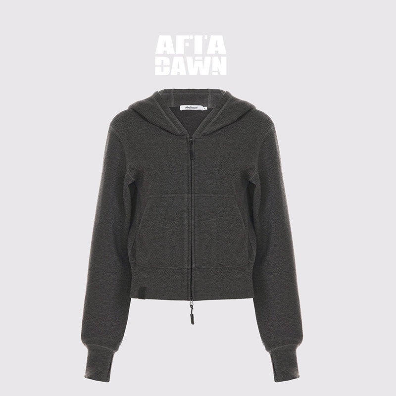 AFTADAWN_Airy_Double_Zipper_Hooded_Short_Solid_Women&