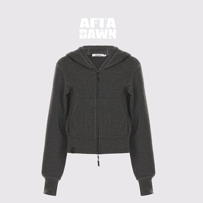 AFTADAWN_Airy_Double_Zipper_Hooded_Short_Solid_Women&