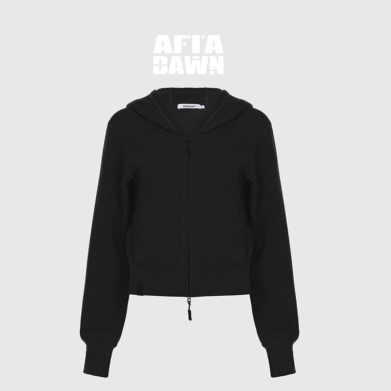 AFTADAWN_Airy_Double_Zipper_Hooded_Short_Solid_Women&