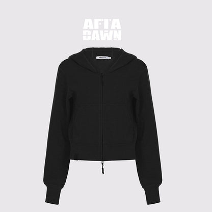 AFTADAWN_Airy_Double_Zipper_Hooded_Short_Solid_Women&