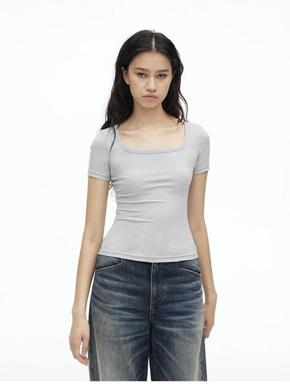 AFTADAWN Airy Quick Dry U Neck Slim Fit Sport Women&