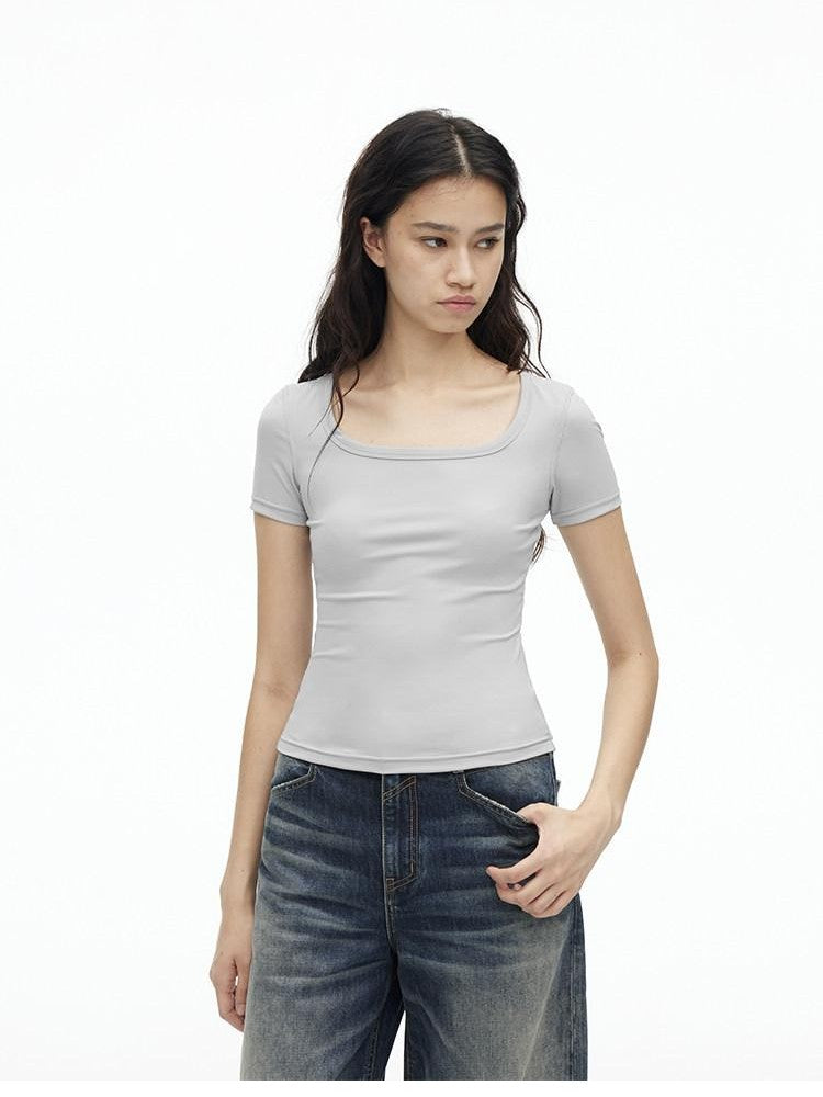 AFTADAWN Airy Quick Dry U Neck Slim Fit Sport Women&