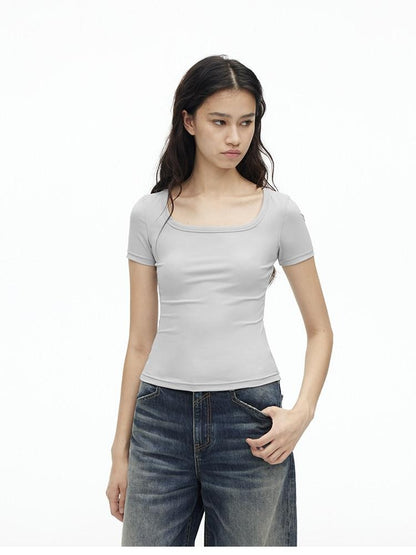 AFTADAWN Airy Quick Dry U Neck Slim Fit Sport Women&