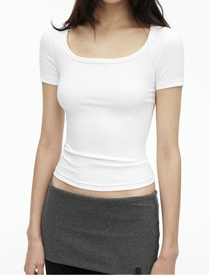 AFTADAWN Airy Quick Dry U Neck Slim Fit Sport Women&