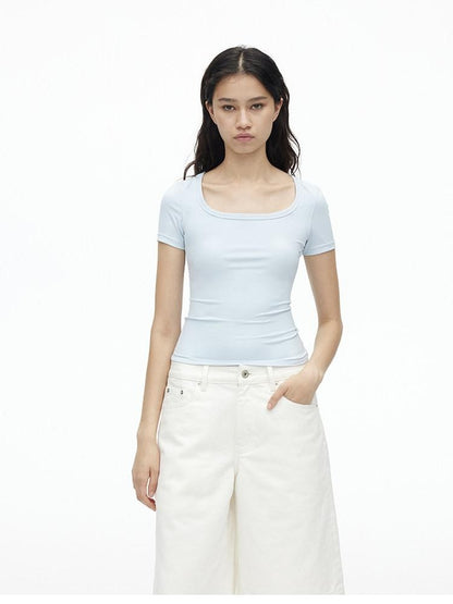 AFTADAWN Airy Quick Dry U Neck Slim Fit Sport Women&