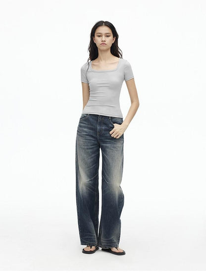 AFTADAWN Airy Quick Dry U Neck Slim Fit Sport Women&