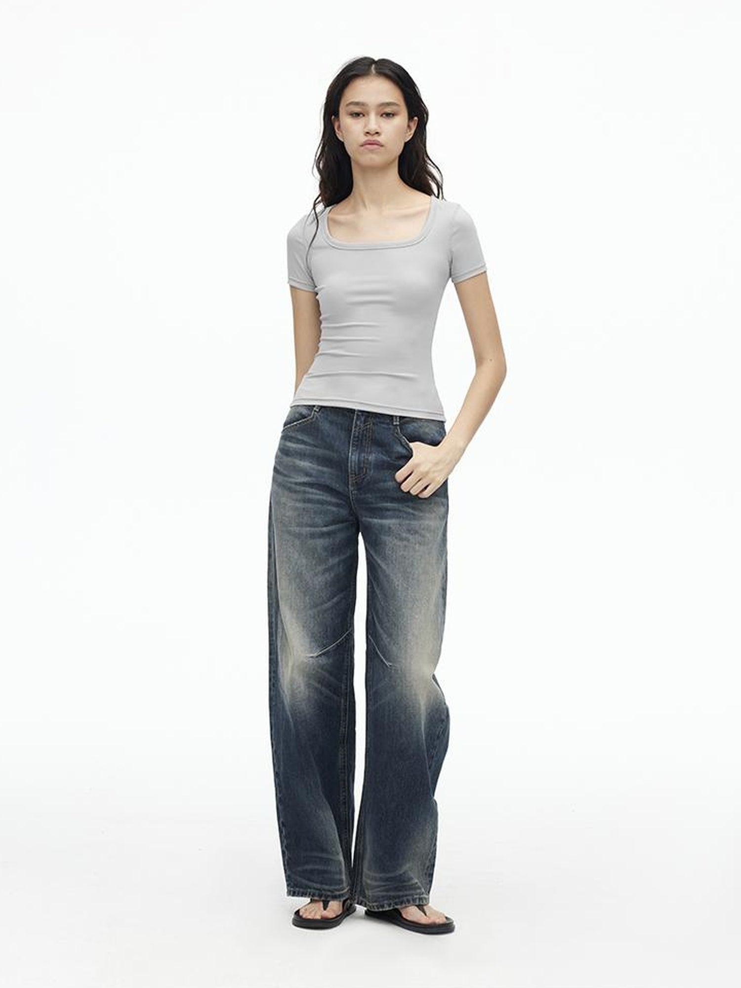 AFTADAWN Airy U Neck Motion Tee UV Cool Stretch Fit