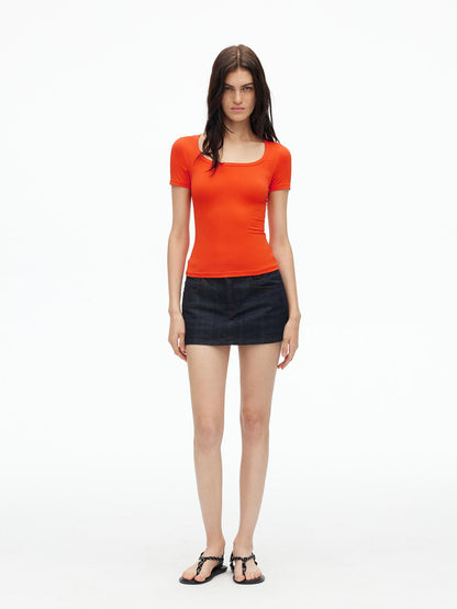 AFTADAWN Airy U Neck UV Protection Stretch Slim Fit Tee