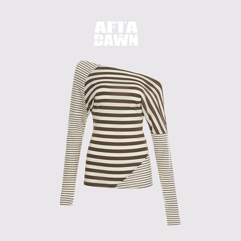 AFTADAWN_Asymmetric_Colorblock_Striped_Slant_Shoulder_Women&