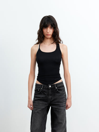 AFTADAWN Asymmetric Knotted Back Camisole with Contrast Straps