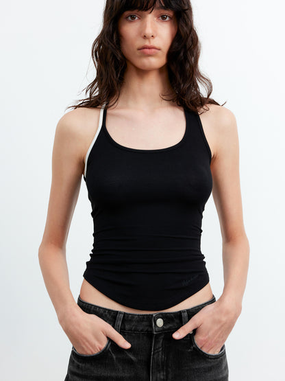 AFTADAWN Asymmetric Knotted Back Camisole with Contrast Straps