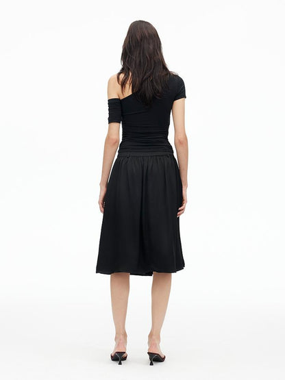AFTADAWN Asymmetric Neckline Layered Ruffle Hem T-shirt