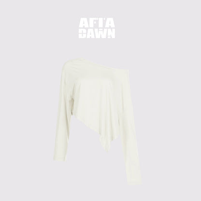 AFTADAWN_Asymmetric_One_Shoulder_Loose_Cropped_Women&