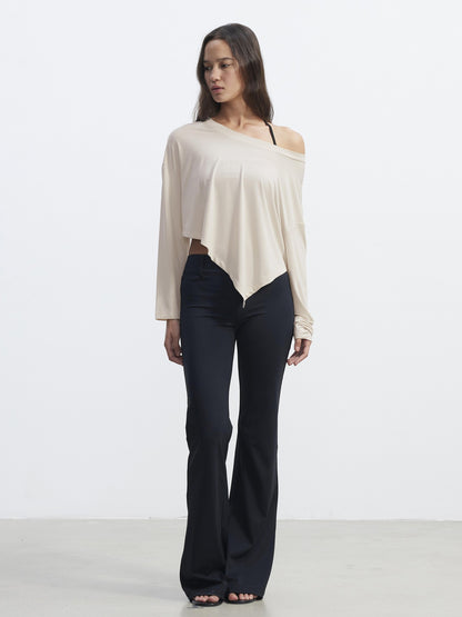 AFTADAWN Asymmetric One Shoulder Loose Cropped Women&