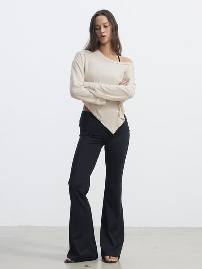 AFTADAWN Asymmetric One Shoulder Loose Cropped Women&