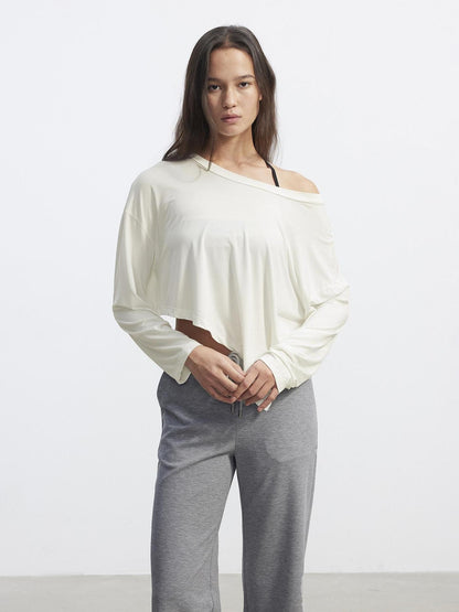 AFTADAWN Asymmetric One Shoulder Loose Cropped Women&