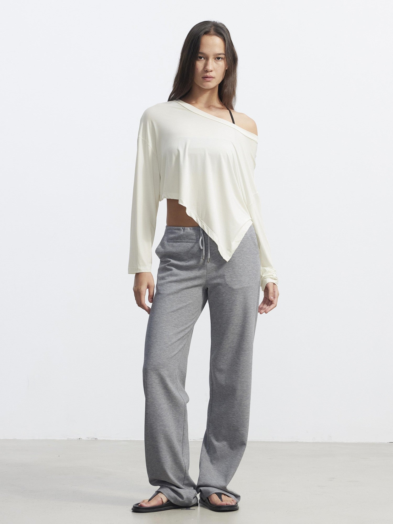 AFTADAWN Asymmetric One Shoulder Loose Cropped Women&