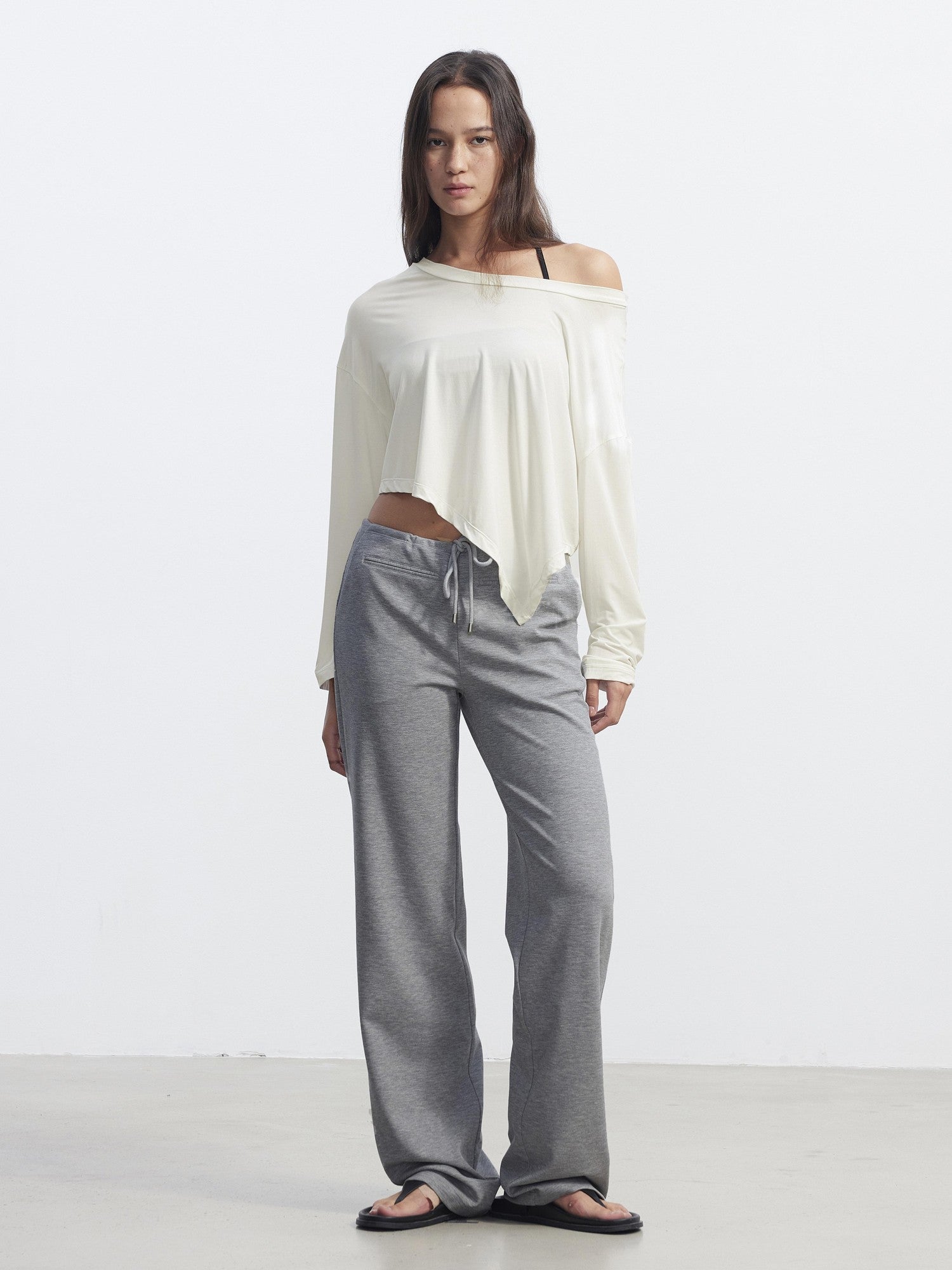 AFTADAWN Asymmetric One Shoulder Loose Cropped Women&