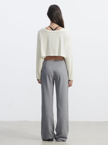 AFTADAWN Asymmetric One Shoulder Loose Cropped Women&