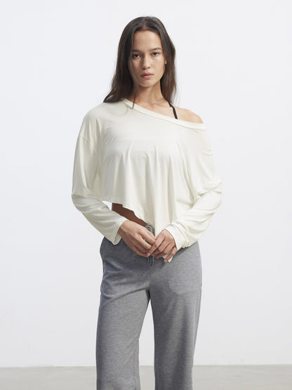 AFTADAWN Asymmetric One Shoulder Loose Cropped Women&