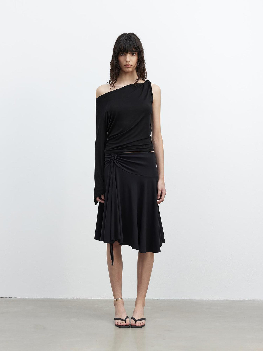 AFTADAWN Asymmetric One Shoulder Merino Wool Fitted Top