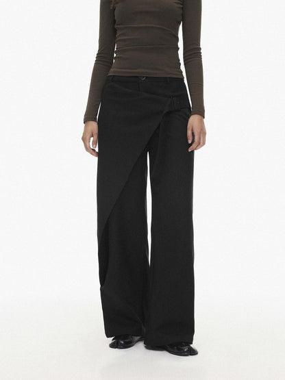 AFTADAWN Asymmetric Panel Draped Wool Blend Women&