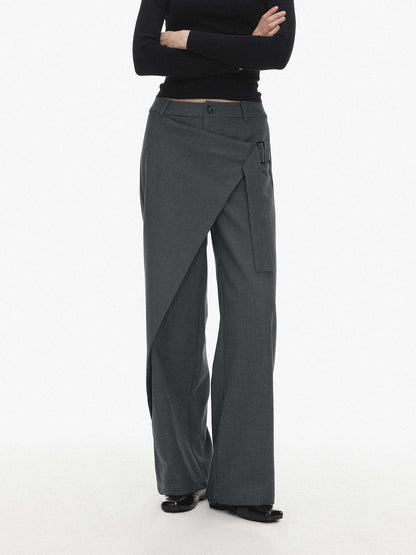 AFTADAWN Asymmetric Panel Draped Wool Blend Women&