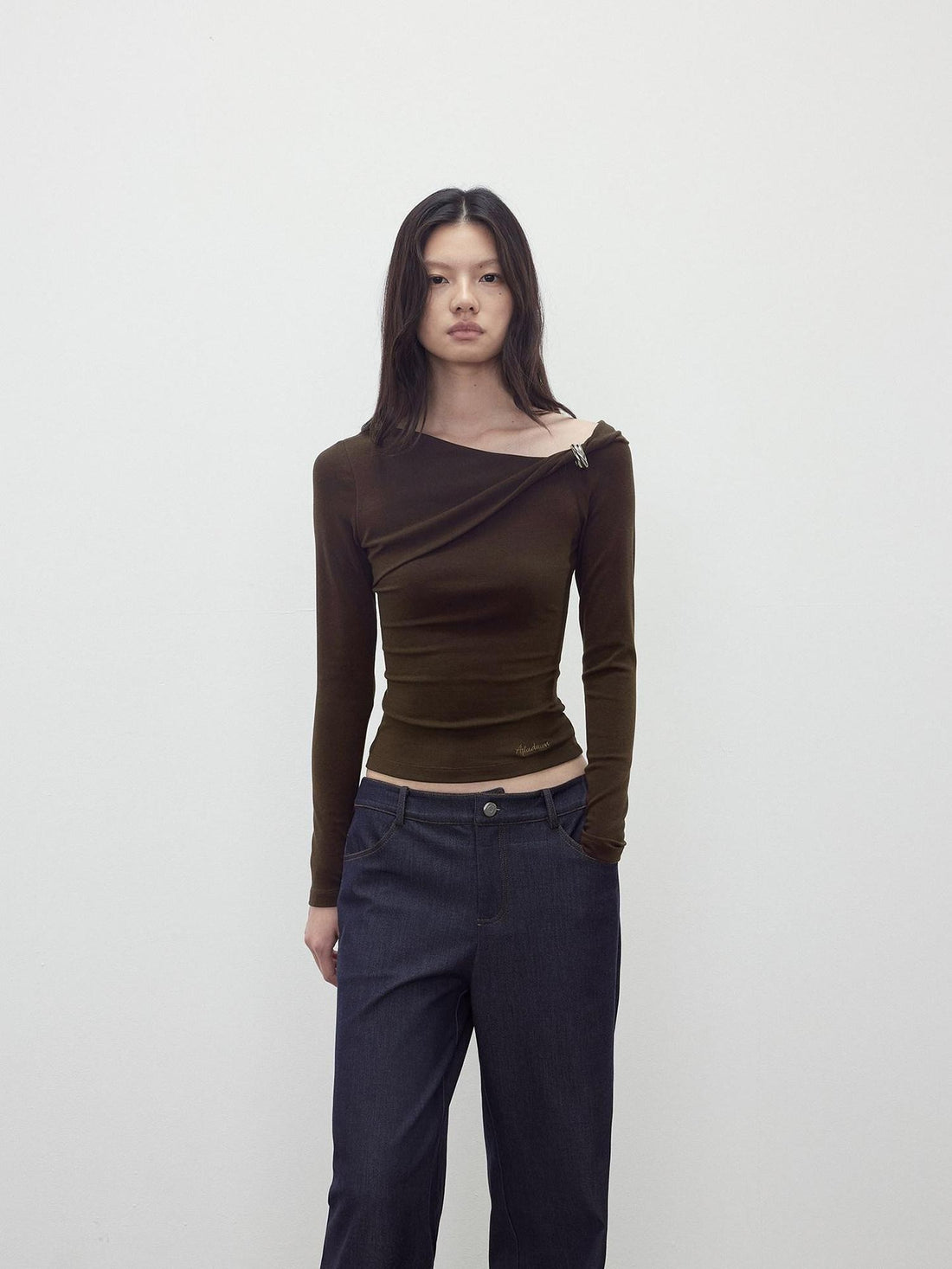 AFTADAWN Asymmetric Ruched Off Shoulder Women&