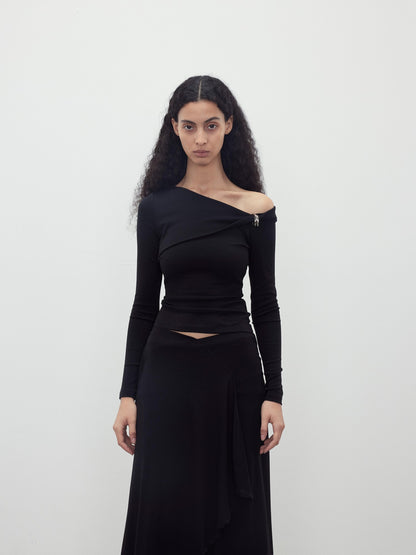 AFTADAWN Asymmetric Ruched Off Shoulder Women&