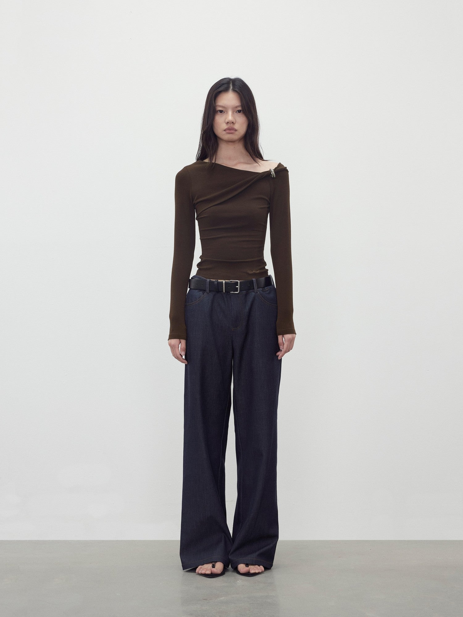 AFTADAWN Asymmetric Ruched Off Shoulder Women&