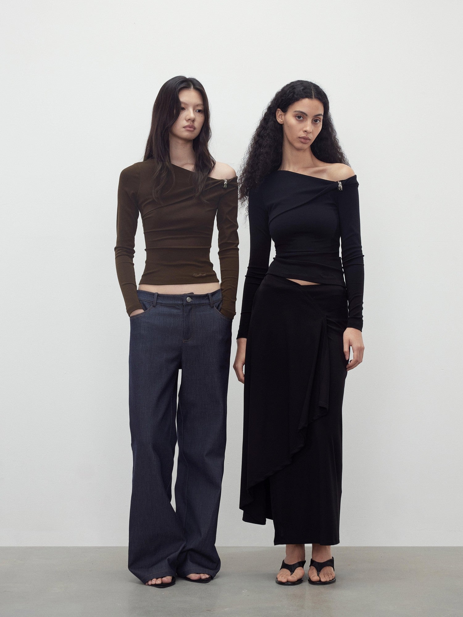 AFTADAWN Asymmetric Ruched Off Shoulder Women&