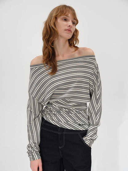 Asymmetric Shoulder Layered Ruffle T-shirt