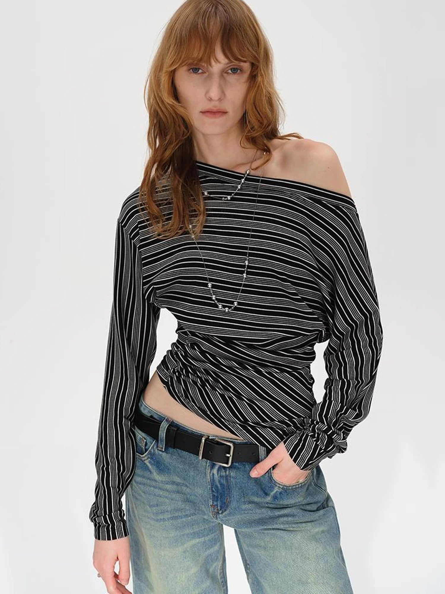 Asymmetric Shoulder Layered Ruffle T-shirt