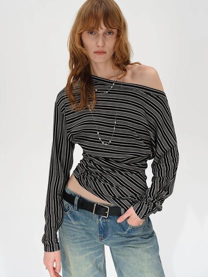 Asymmetric Shoulder Layered Ruffle T-shirt