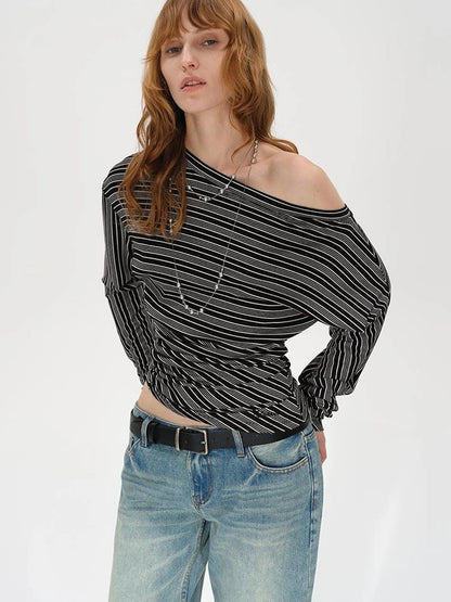 Asymmetric Shoulder Layered Ruffle T-shirt