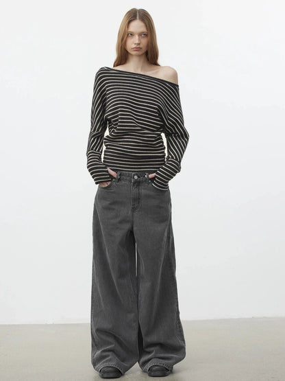 Asymmetric Shoulder Textured Crop Top T-shirt