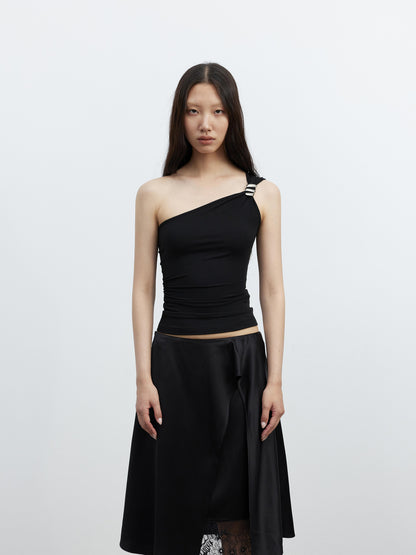 AFTADAWN Asymmetric Spiral Metal Strap Modal Tank Top