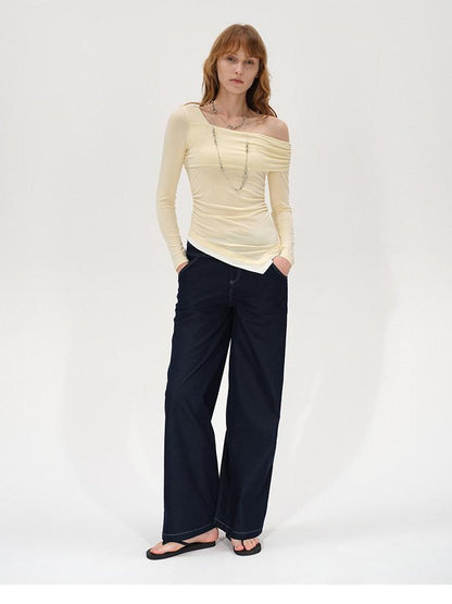 AFTADAWN Asymmetrical Off Shoulder Colorblock Women&